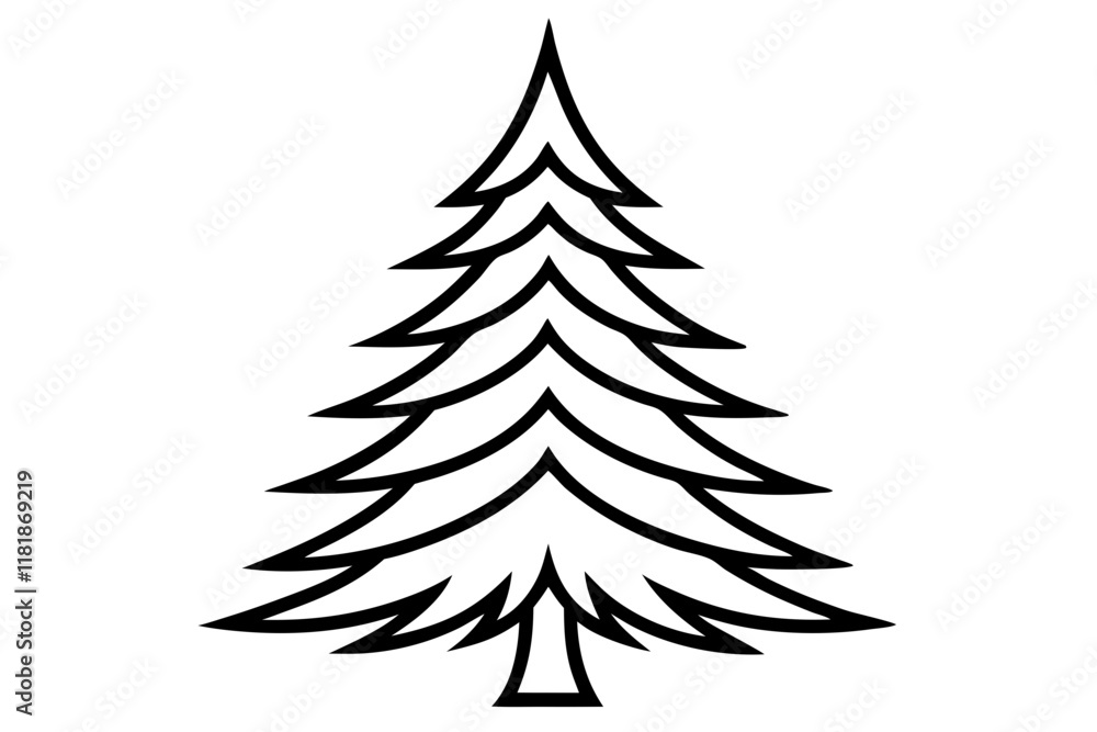 Obraz premium Pine Tree Line Icon - Vector Illustration in SVG Format