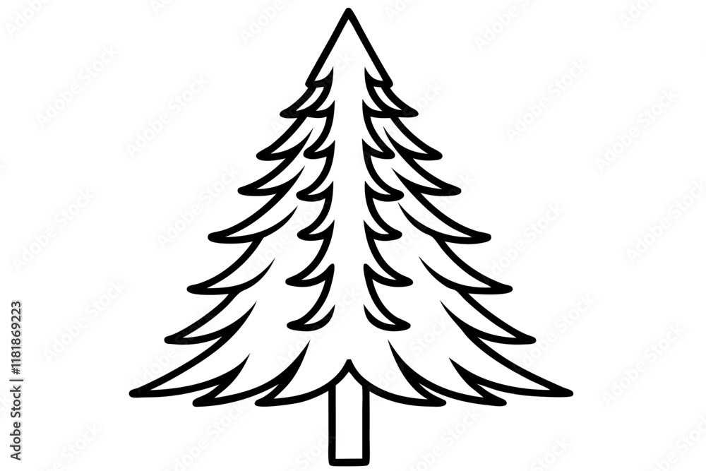 Obraz premium Pine Tree Line Icon - Vector Illustration in SVG Format