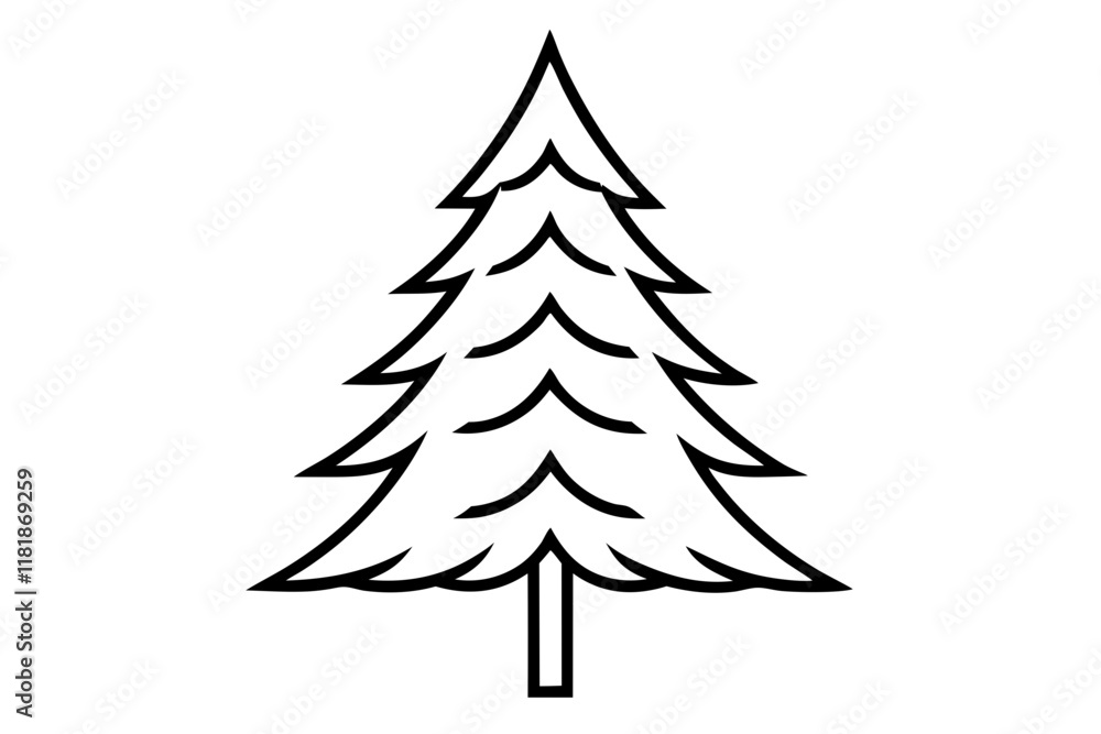 Obraz premium Pine Tree Line Icon - Vector Illustration in SVG Format