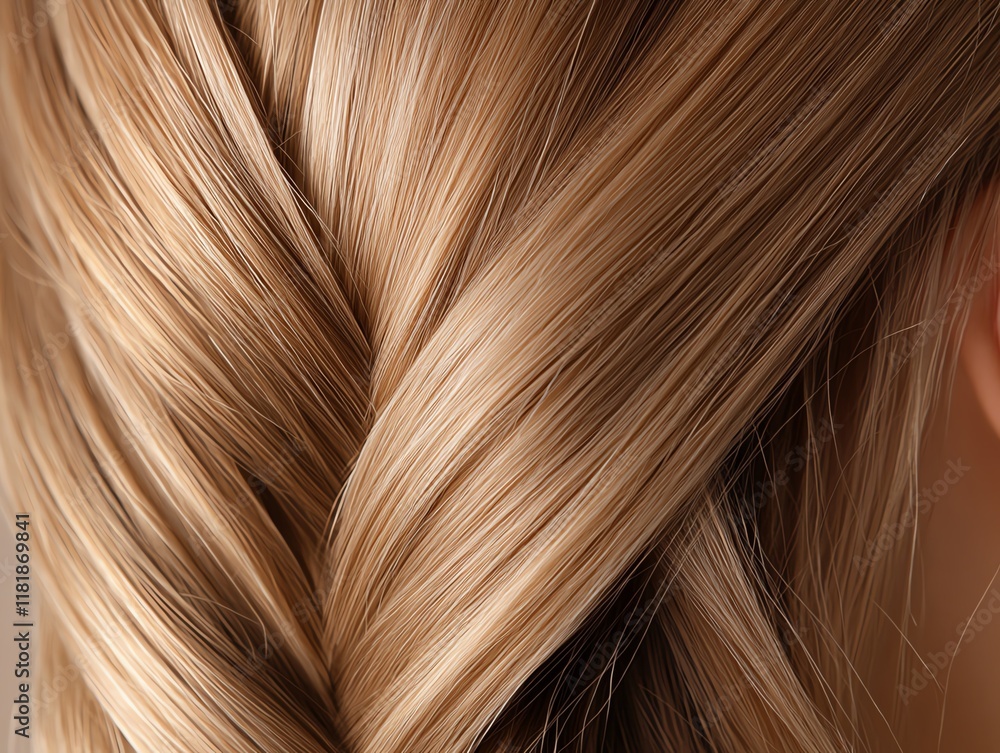 Closeup of braided lacefront wig in caramel brown, detailed textures captured under golden lighting Closeup of braided lacefront wig in caramel brown, detailed textures captured under golden lighting