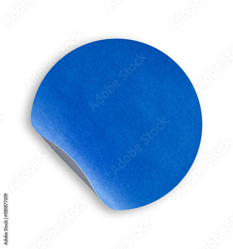 Canvas Print blue round peeled sticker isolated