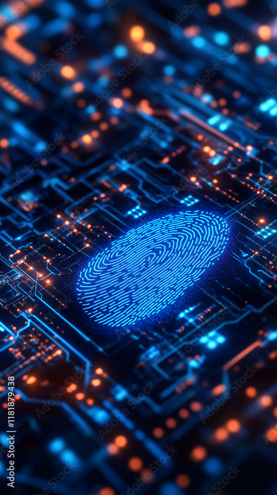 Fototapeta premium Digital fingerprint cyber security and identity concept