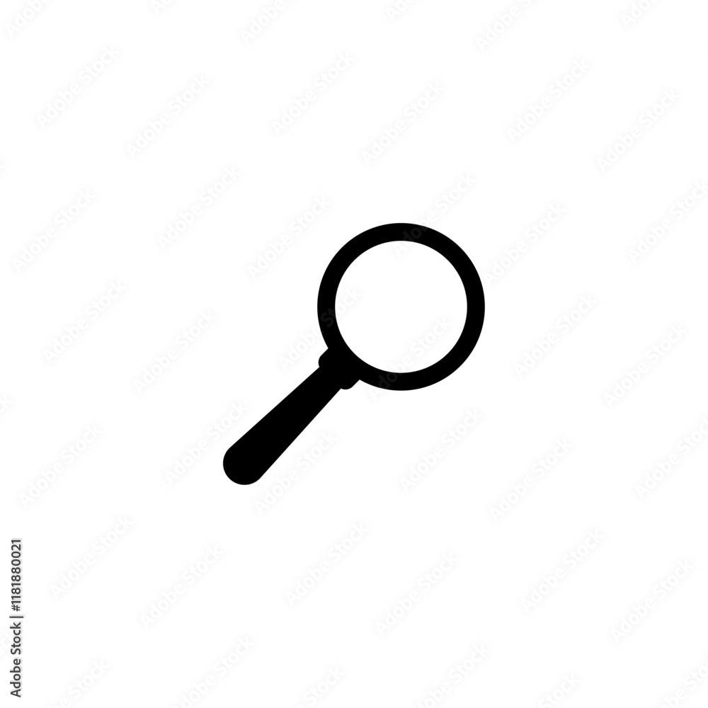 Simple vector icon of a magnifying glass for search and zoom functions. Simple vector icon of a magnifying glass for search and zoom functions.