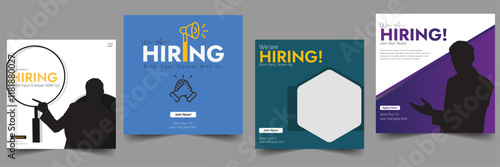 Corporate Recruitment and Job Hiring Banner,
Stylish Job Opening Announcement Design,
Customizable Recruitment Banner for Business,
We are hiring job vacancy social media post or square web banner 


