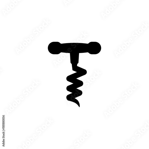 Simplistic black corkscrew vector icon for kitchenware and bar themes.