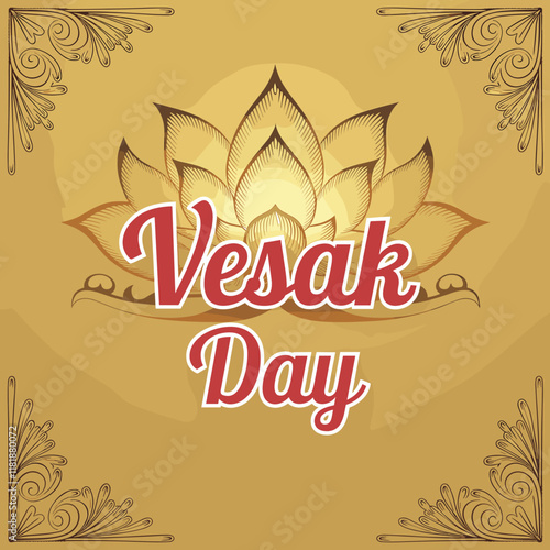 Elegant Vesak Day Greeting with Golden Lotus