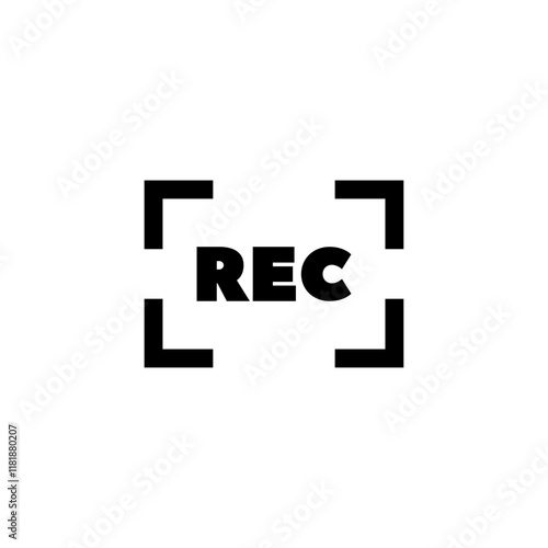 Black camera viewfinder icon with REC lettering for recording.