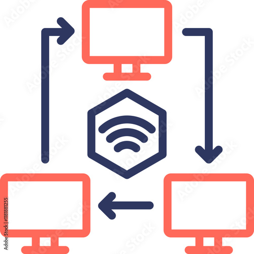 Computer Network line color icon