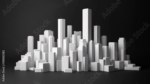 White Vector of City Skyline at Night photo