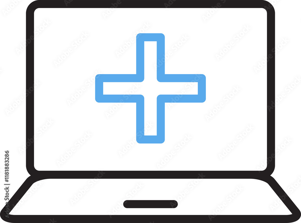 Fototapeta premium Laptop and Add Icon 