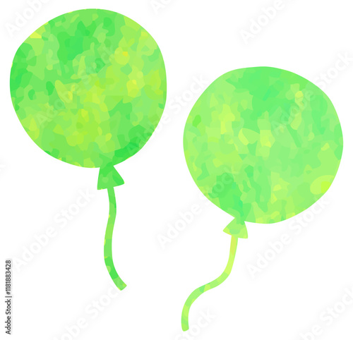 風船のイラスト ベクター素材 緑色 黄緑色