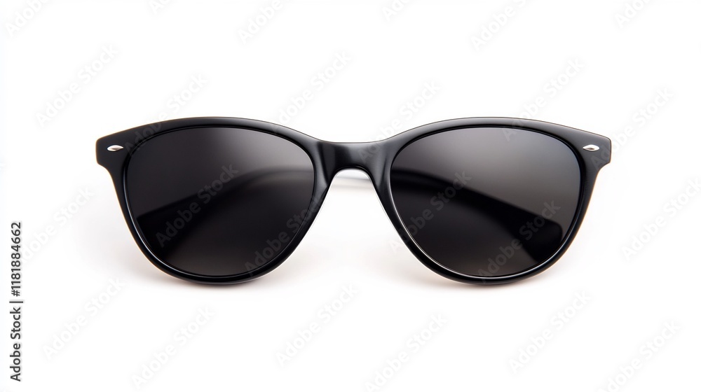 Stylish Black Sunglasses with Reflective on White Background Stylish Black Sunglasses with Reflective on White Background
