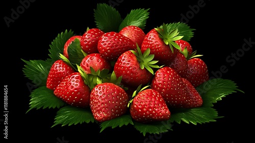 A Bountiful Bouquet of Juicy Strawberries: A Vibrant Display of Summer's Sweetness photo