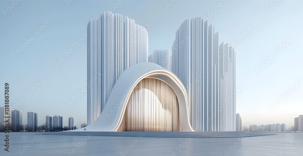 Obraz premium modern architecture with empty road and platform