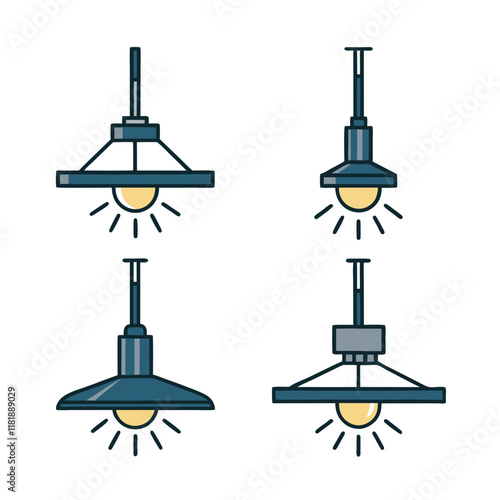 Minimalist Ceiling Lamp Vector Bundle for Interior Themes.