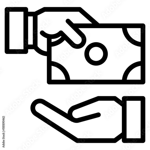 Hands Exchanging Cash Illustration