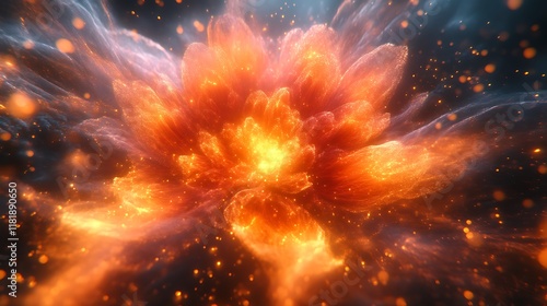 Wallpaper Mural Fiery abstract flower with glowing petals and sparks. Torontodigital.ca