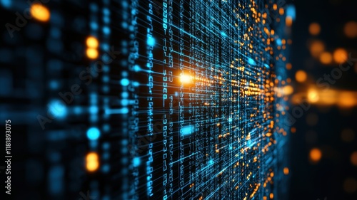 Wallpaper Mural A vibrant digital landscape showcasing glowing lines and points, representing data streams, technology, and connectivity in a futuristic setting. Torontodigital.ca