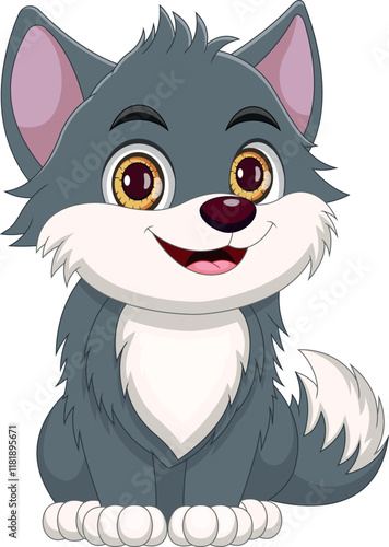 cute baby wolf cartoon