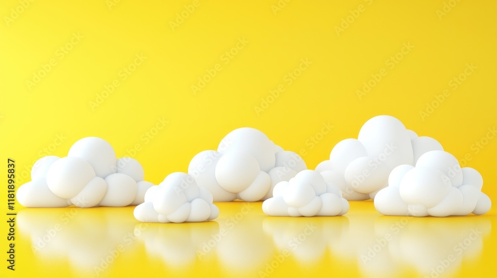 Whimsical White Clouds on a Vibrant Yellow Background Whimsical White Clouds on a Vibrant Yellow Background