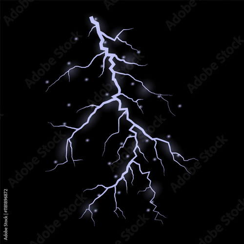 Bright lightning effect, lightning electric discharge, bright light effect PNG. Lightning energy discharge effect isolated on transparent background for web design and illustrations.