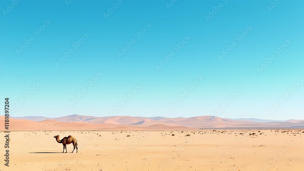 Captivating Image of a Camel Navigating the Rugged Terrain of the Sahara, Embodying the Resilience of Desert Life Captivating Image of a Camel Navigating the Rugged Terrain of the Sahara, Embodying the Resilience of Desert Life
