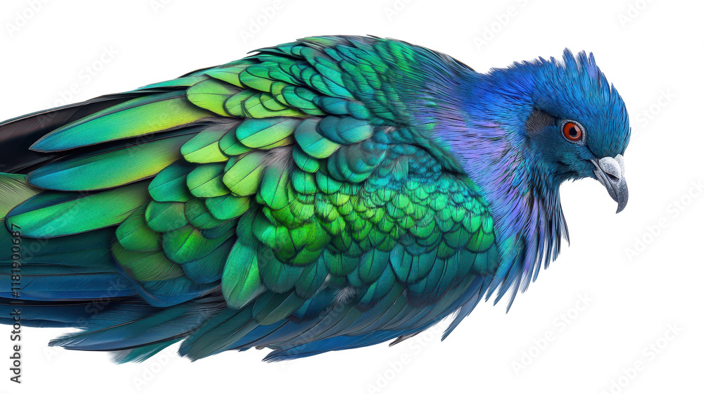 Obraz premium A vibrant bird showcasing stunning iridescent feathers. transparent background