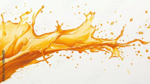 Wallpaper Mural A vibrant splash of orange juice bursting from a fresh orange, droplets flying in every direction against a clean white background. Torontodigital.ca
