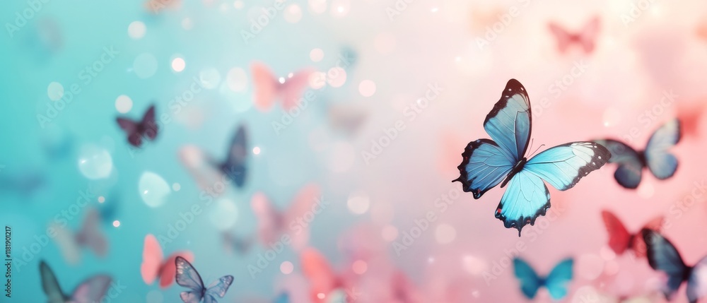 Dreamy and whimsical scene with gentle hues and soft textures, showcasing lighthearted elements like fluttering butterflies and floating stars, creating an enchanting, peaceful mood Dreamy and whimsical scene with gentle hues and soft textures, showcasing lighthearted elements like fluttering butterflies and floating stars, creating an enchanting, peaceful mood