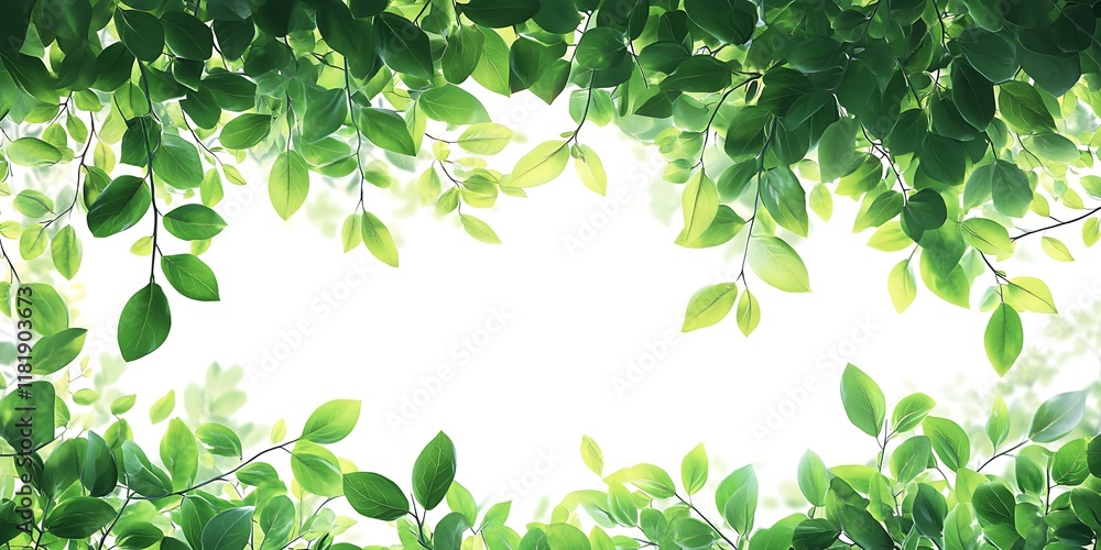 Fototapeta premium Green leaves frame on white background. (2)