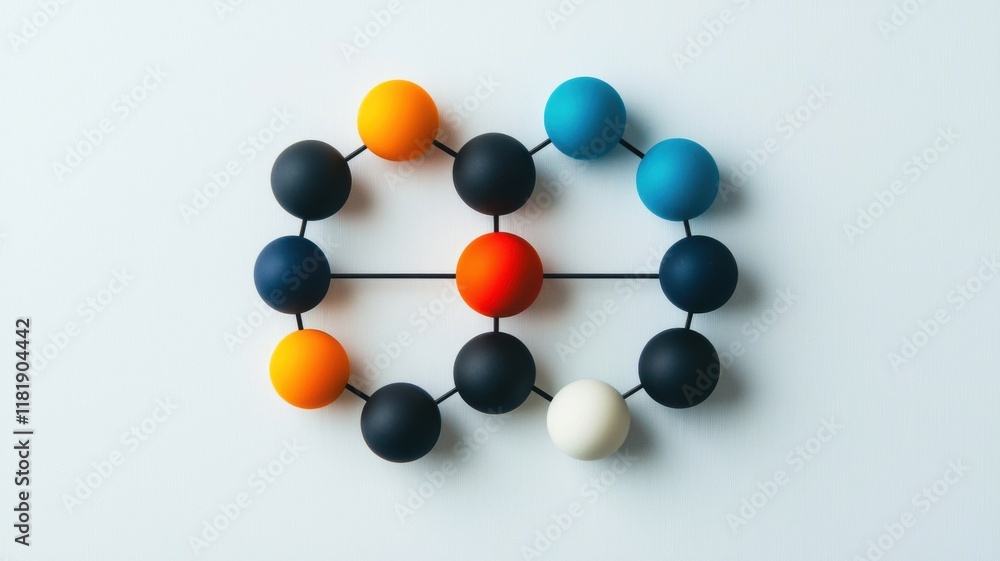 Analysis of business growth and expansion. Molecular structure model, white isolated background Analysis of business growth and expansion. Molecular structure model, white isolated background