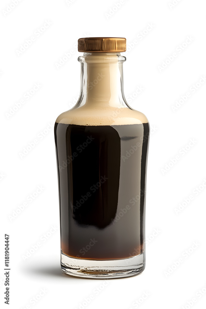A bottle of Irish cream liqueur cocktail. Product mock up isolated on white A bottle of Irish cream liqueur cocktail. Product mock up isolated on white