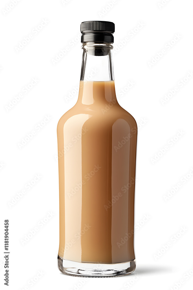 A bottle of Irish cream liqueur cocktail. Product mock up isolated on white A bottle of Irish cream liqueur cocktail. Product mock up isolated on white