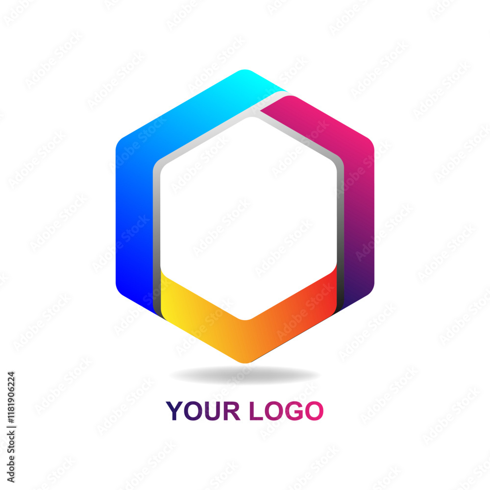 Logo has three arrow form hexagon with blue gradient color , red gradient, and yellow gradient nice for logo your business Logo has three arrow form hexagon with blue gradient color , red gradient, and yellow gradient nice for logo your business