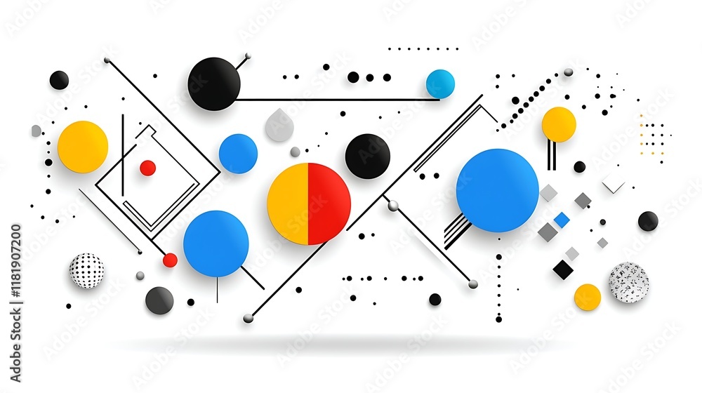 Abstract Geometric Shapes Background Colorful Circles Lines Dots Abstract Geometric Shapes Background Colorful Circles Lines Dots