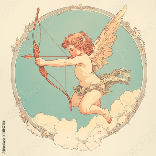 vintage cupid illustration for valentine's day photo