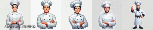 vector set of chefs smiling and giving thumbs up