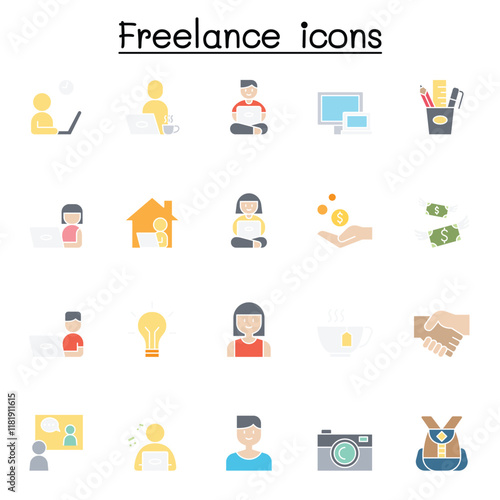 Freelance icons set in thin line style