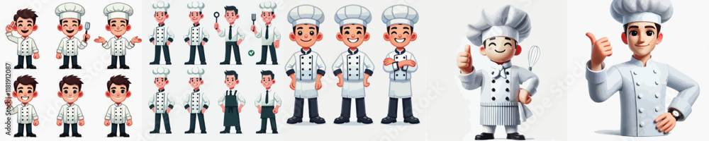vector set of chefs smiling and giving thumbs up vector set of chefs smiling and giving thumbs up