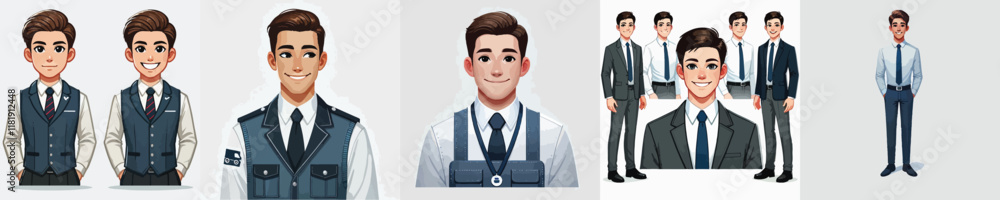 vector set of smiling male office workers vector set of smiling male office workers