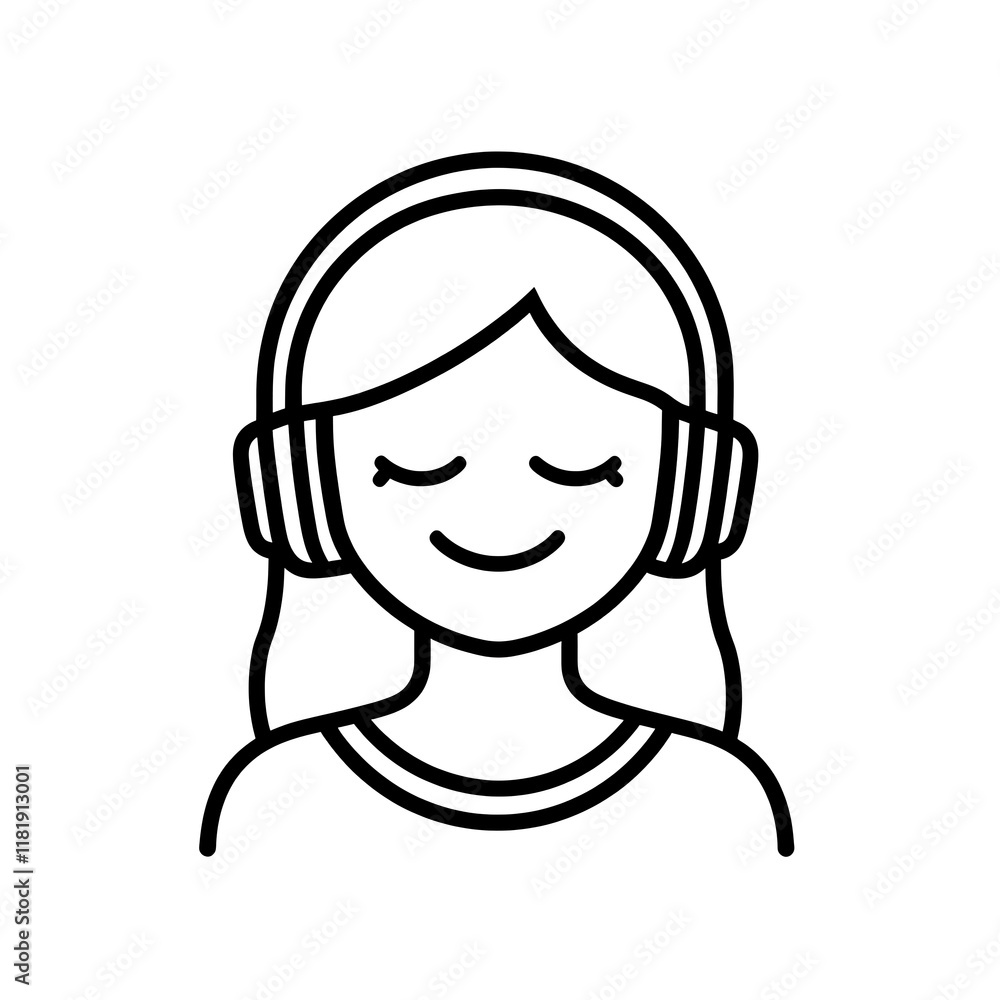 Obraz premium Joyful Woman Listening to Music with Headphones