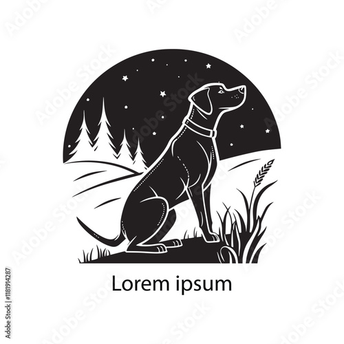 Tablou pe pânză A set of black dog logo design silhouettes isolated on a white background