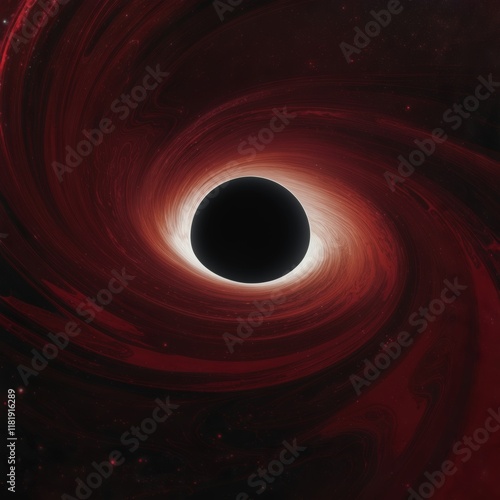 black hole in the black infinite void  in a blood-red glow photo