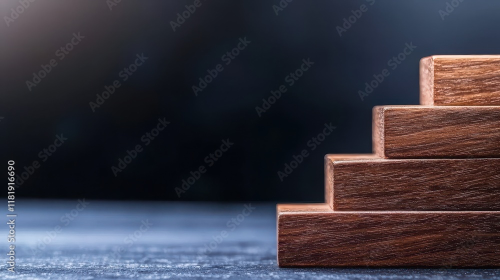 Wooden Blocks Stacked in Ascending Order on Surface Wooden Blocks Stacked in Ascending Order on Surface