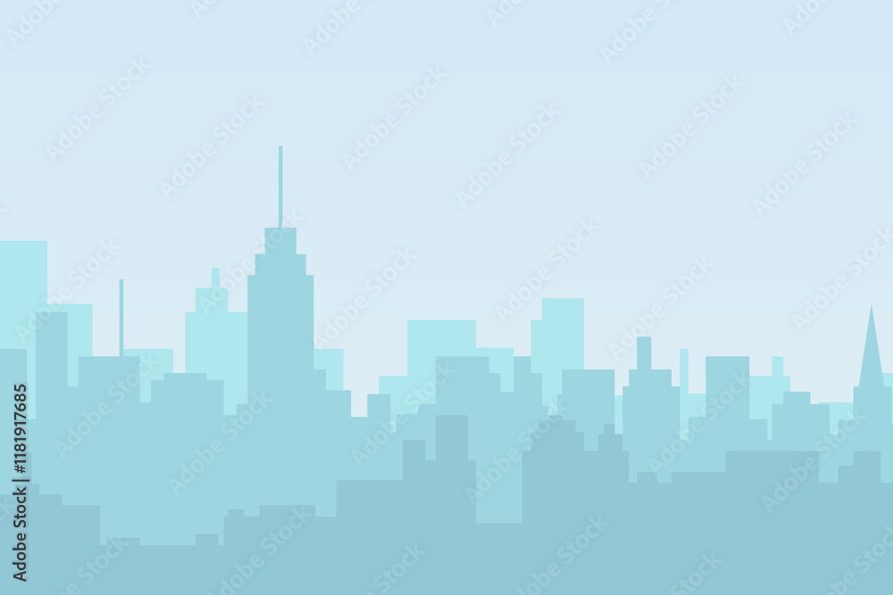 Naklejka premium City skyline vector illustration. Urban landscape cityscape in flat style. cCity silhouette. Cityscape backgrounds. Daytime city skyline.