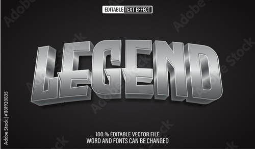 Editable 3d text style effect - Legend Silver Chome text effect Template