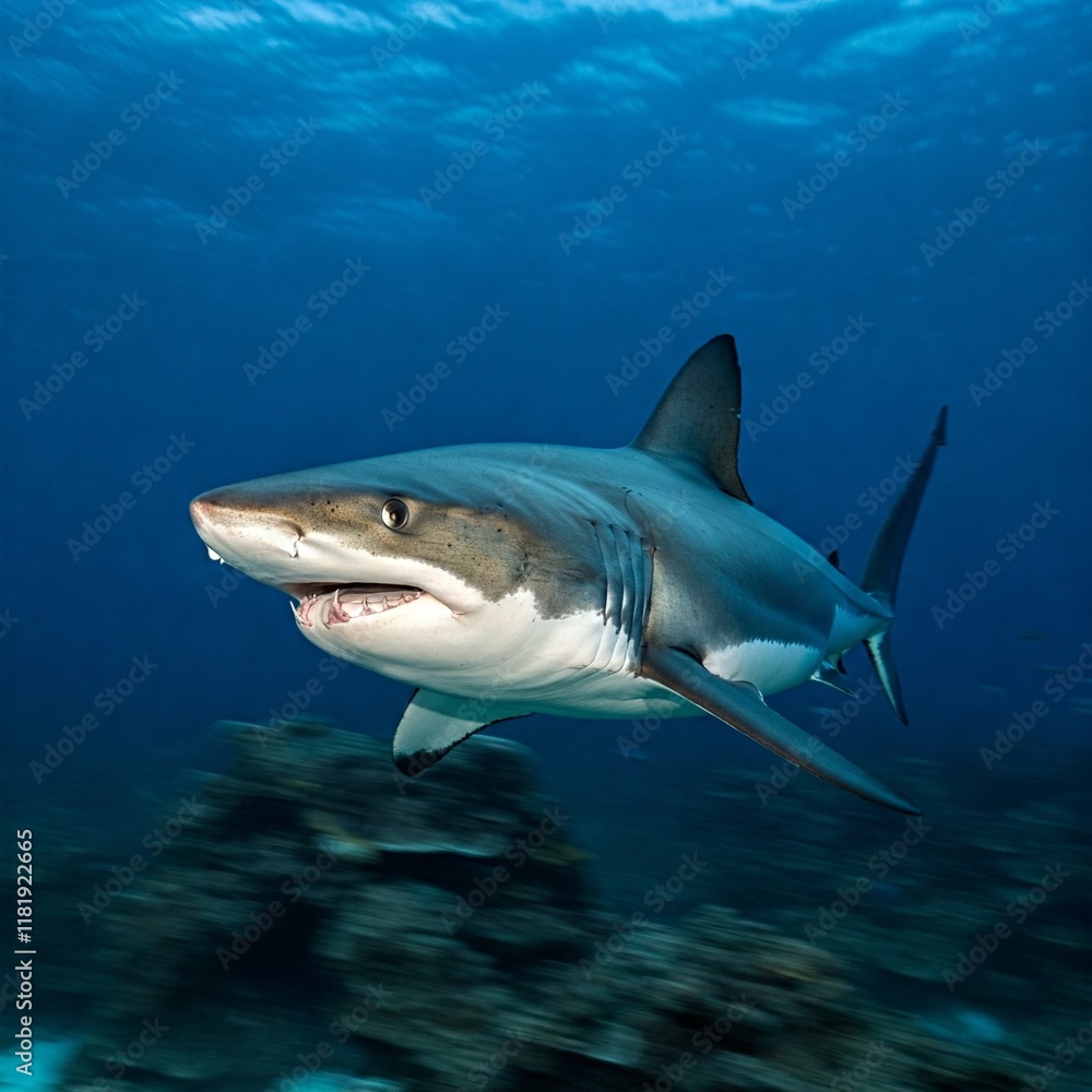 Fototapeta premium Großer Weißer Hai unter Wasser