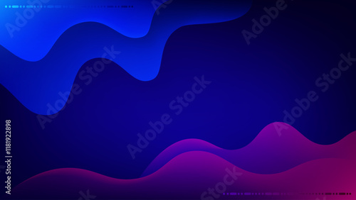 Wavy blue and pink curves with blue backgound