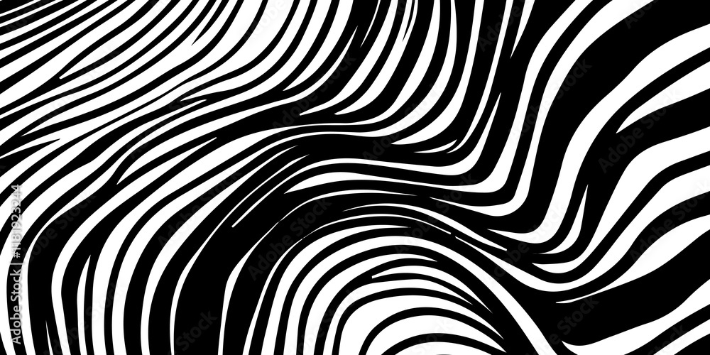 Black and white background wavy optical illusion illustration wave texture, abstract motion, Zebra Animal Print Wallpaper Background wavy optical illusions. Black & white wavy design graphic work Black and white background wavy optical illusion illustration wave texture, abstract motion, Zebra Animal Print Wallpaper Background wavy optical illusions. Black & white wavy design graphic work