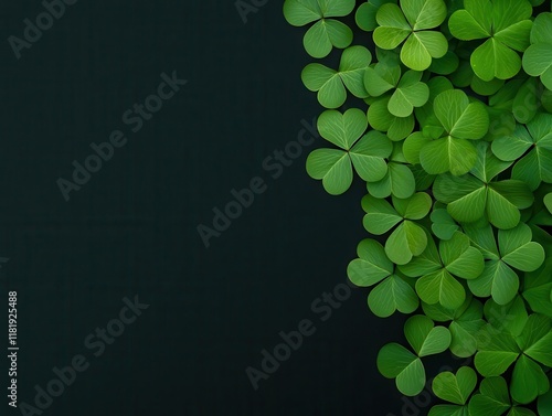 shamrocks plant. An abstract representation of glowing shamrocks cascading like confetti over a joyful celebration, shamrocks plant festive themes, conceptual festive imagery photo